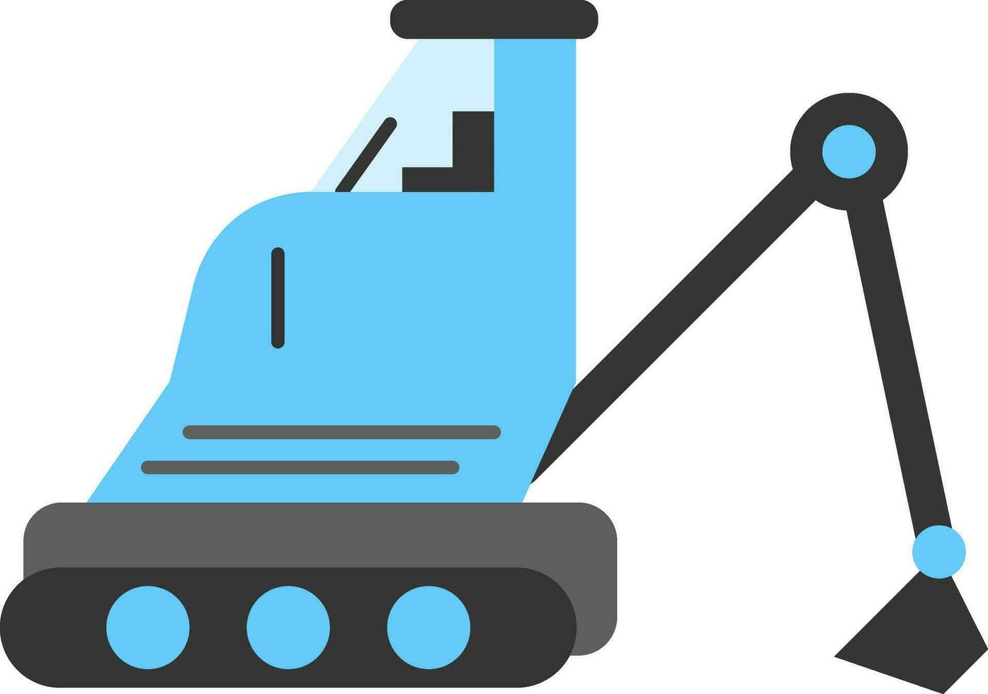 Gray And Blue Excavator Or Backhoe Icon. vector