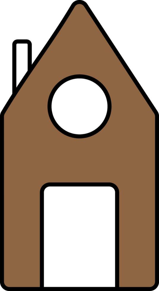 Brown And White Color House Icon. vector