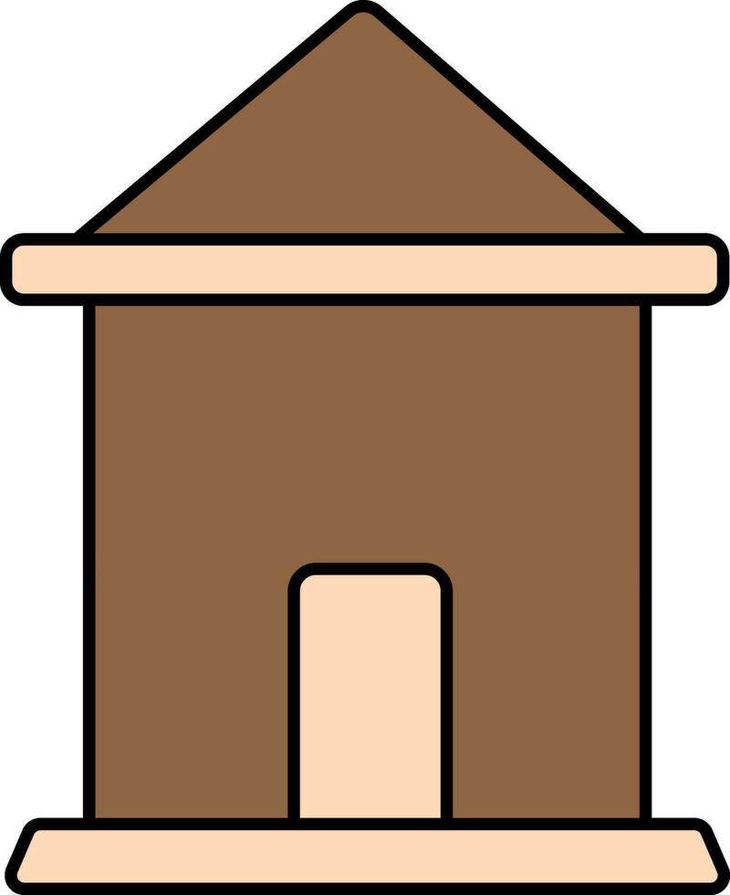 Peach And Brown Color Home Icon In Flat Style. vector