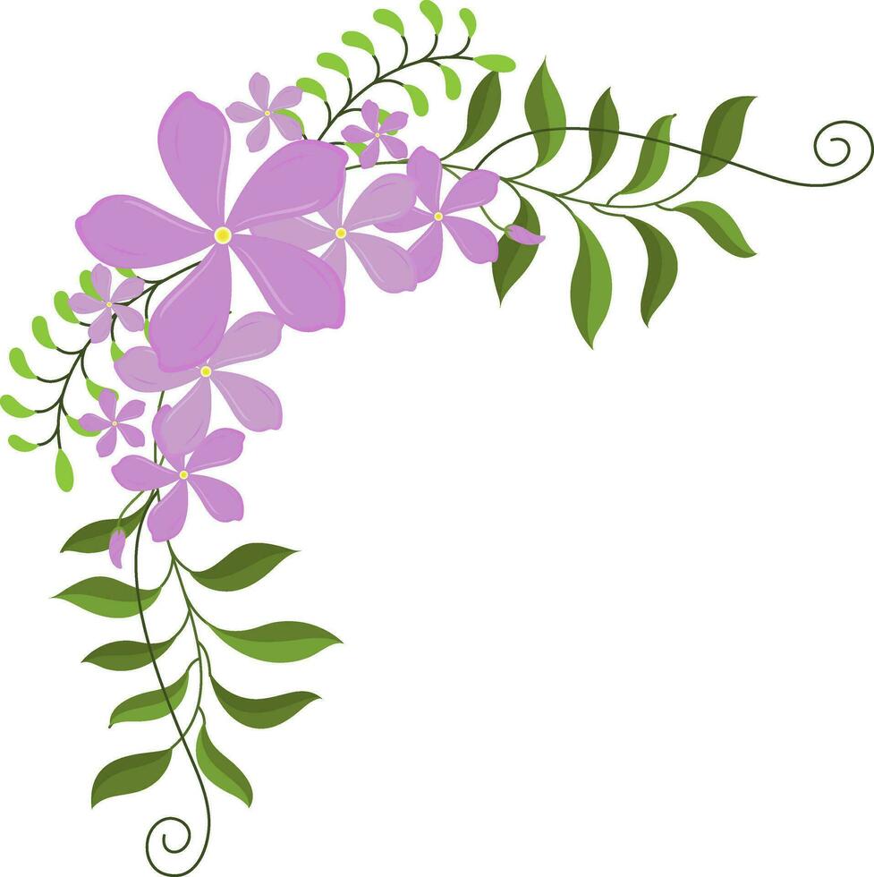 Purple color of flower with leave in floral. vector