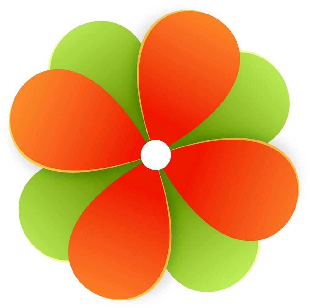 Abstract orange and green flower. vector