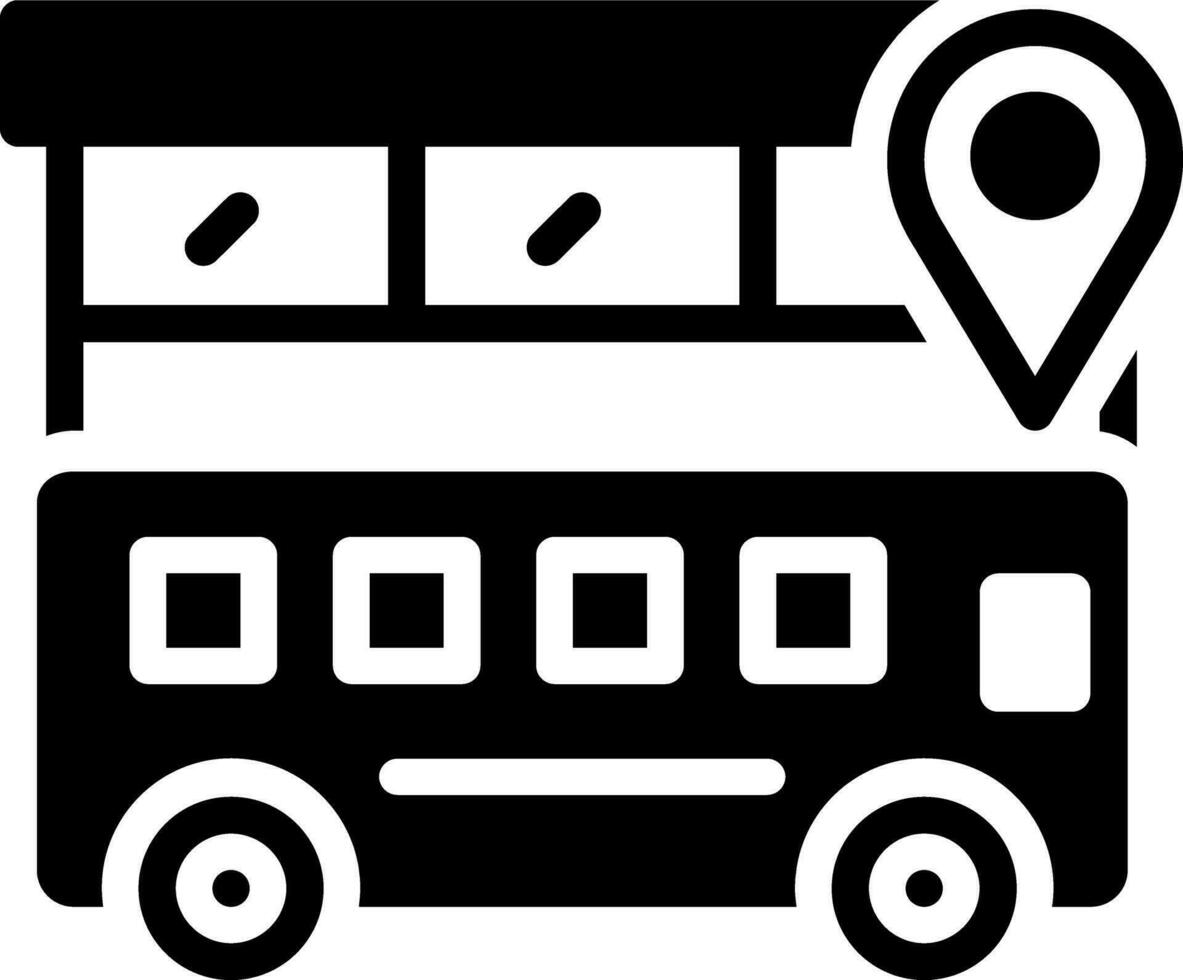 solid icon for bus location vector