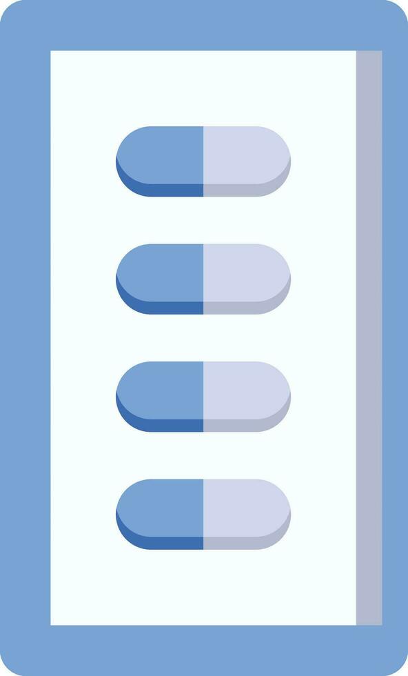 Blue And White Color Tablet Strip Icon. vector