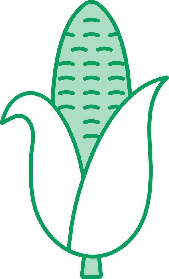 Green And White Corn Icon In Flat Style. vector