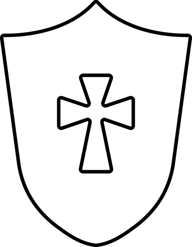 Templar Shield Flat Icon In Linear Style. vector