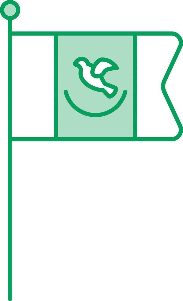 Flat Style Mexico Flag Icon In Green And White Color. vector