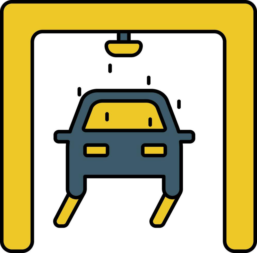 coche lavar icono en azul y amarillo color. vector