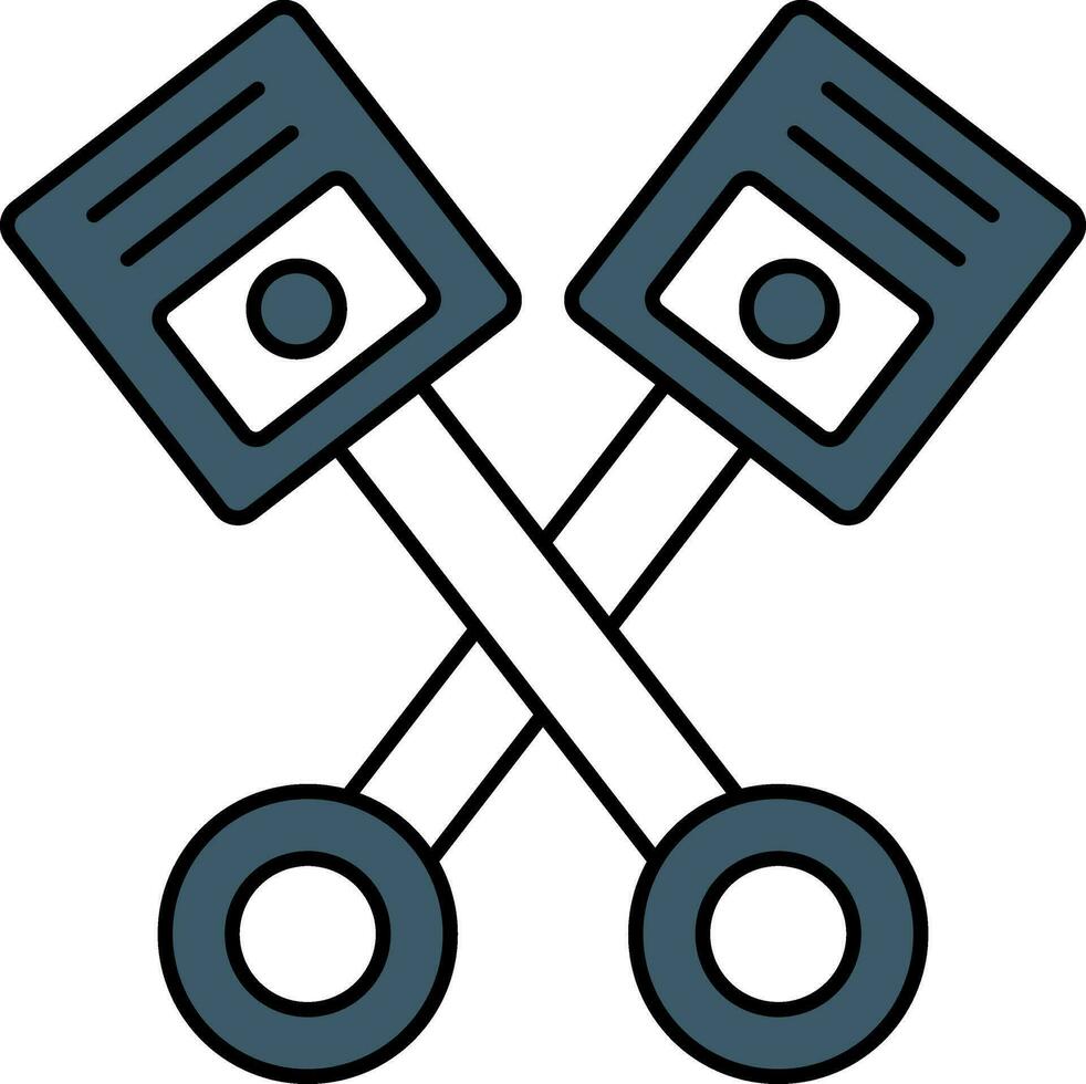 Crossed Piston Icon In Blue And White Color. vector
