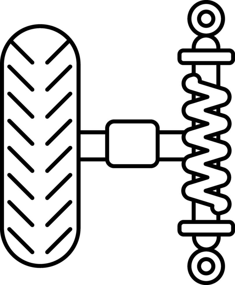 Wheel Suspension Icon In Black Outline. vector