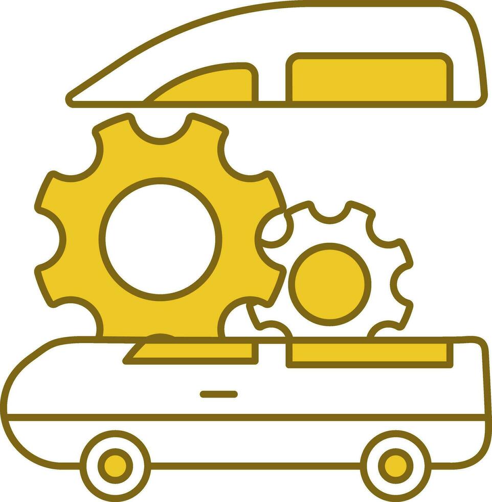 Car Repair Icon In Yellow And White Color. vector