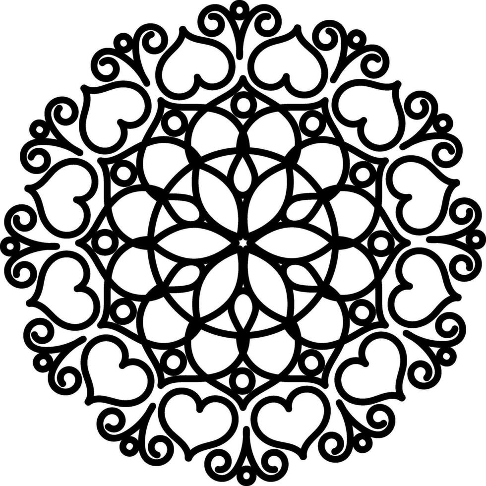 Linear Style Rangoli Or Mandala Icon. vector