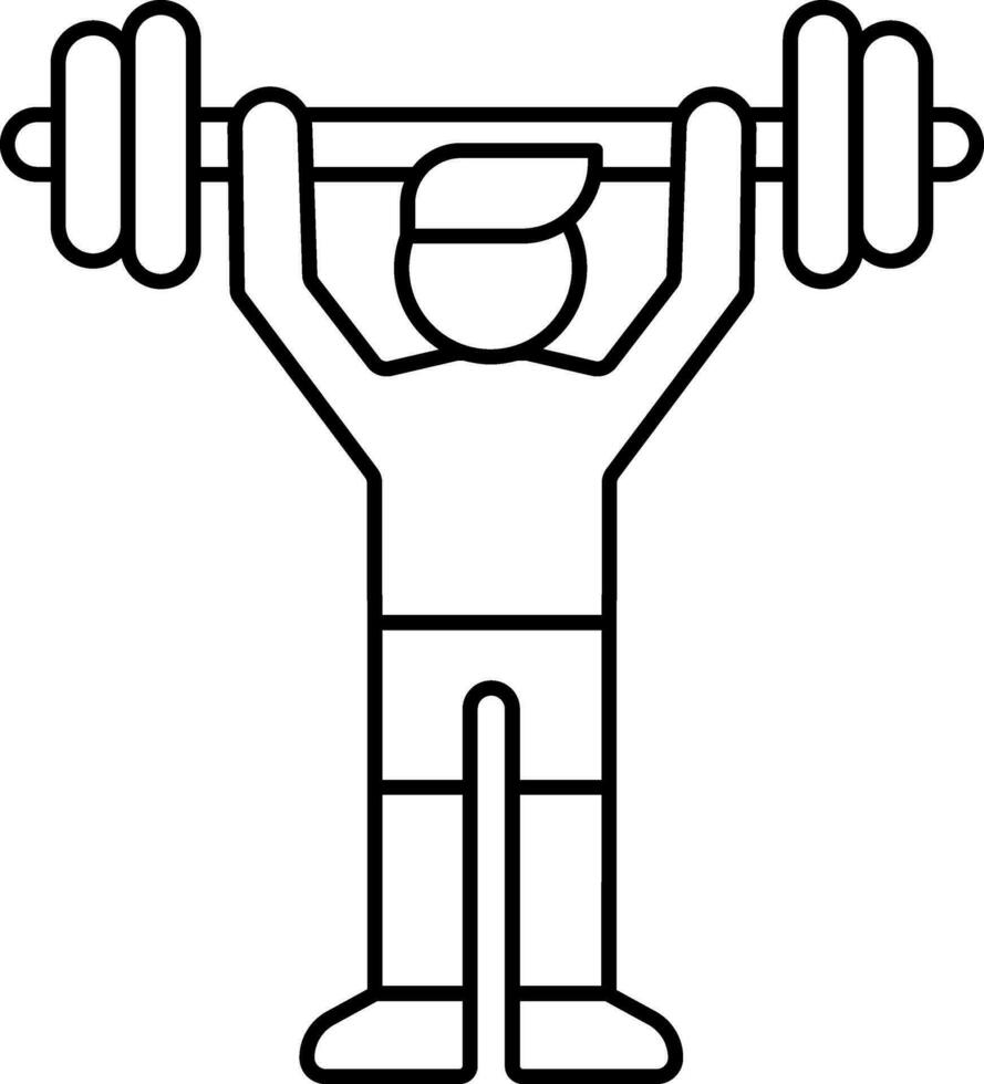 Weight Lifting Icon In Black Outline. vector