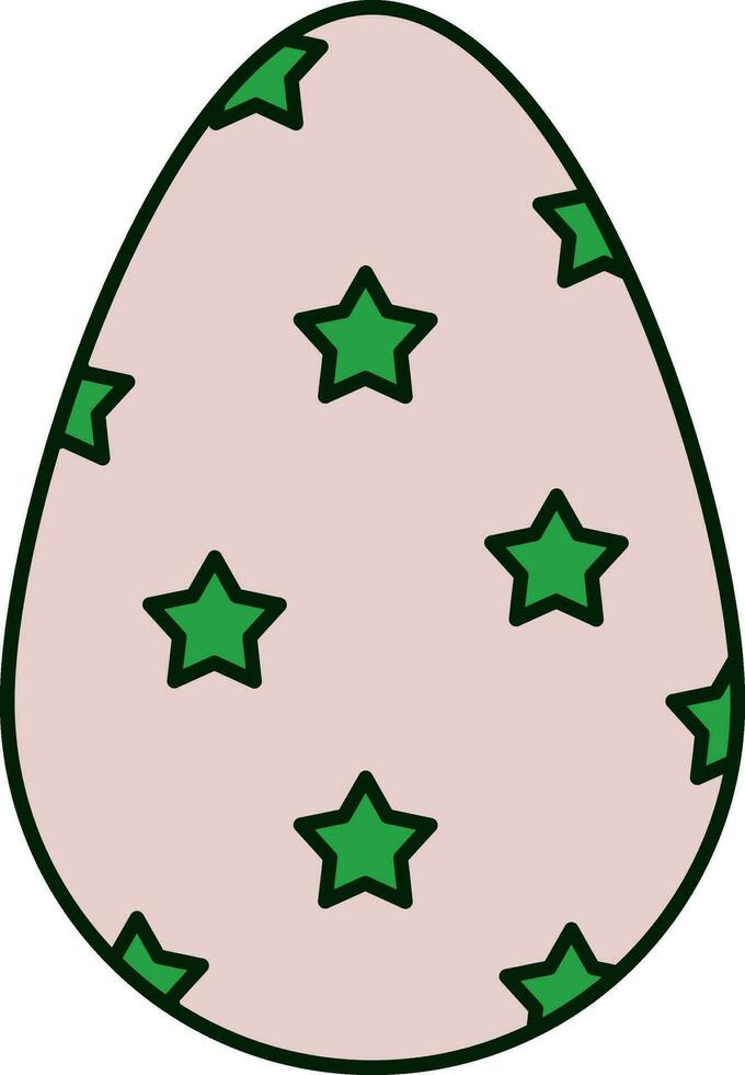 Star Decorated Egg For Easter Day icon In Green And Pink Color. vector