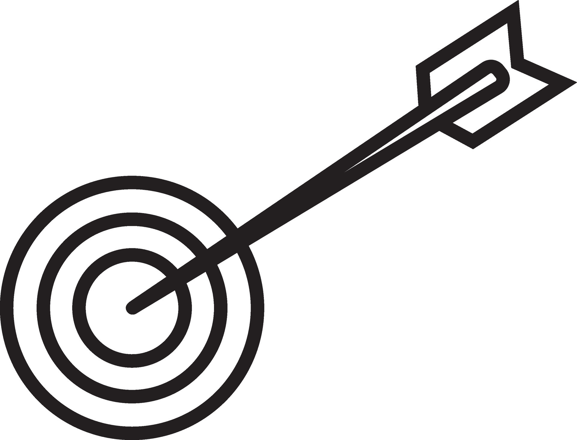 Black line art target with arrow. 24884576 Vector Art at Vecteezy