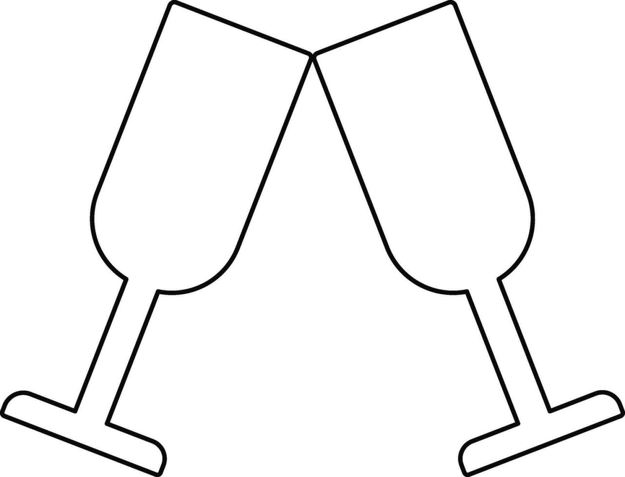 Cocktail glass in black line art. vector