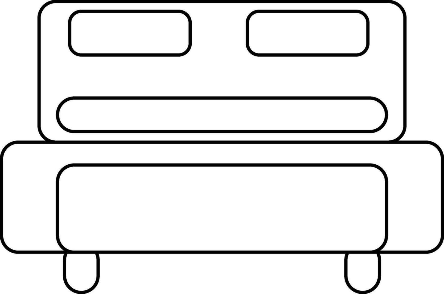 Double bed icon in stroke for furniture concept. vector