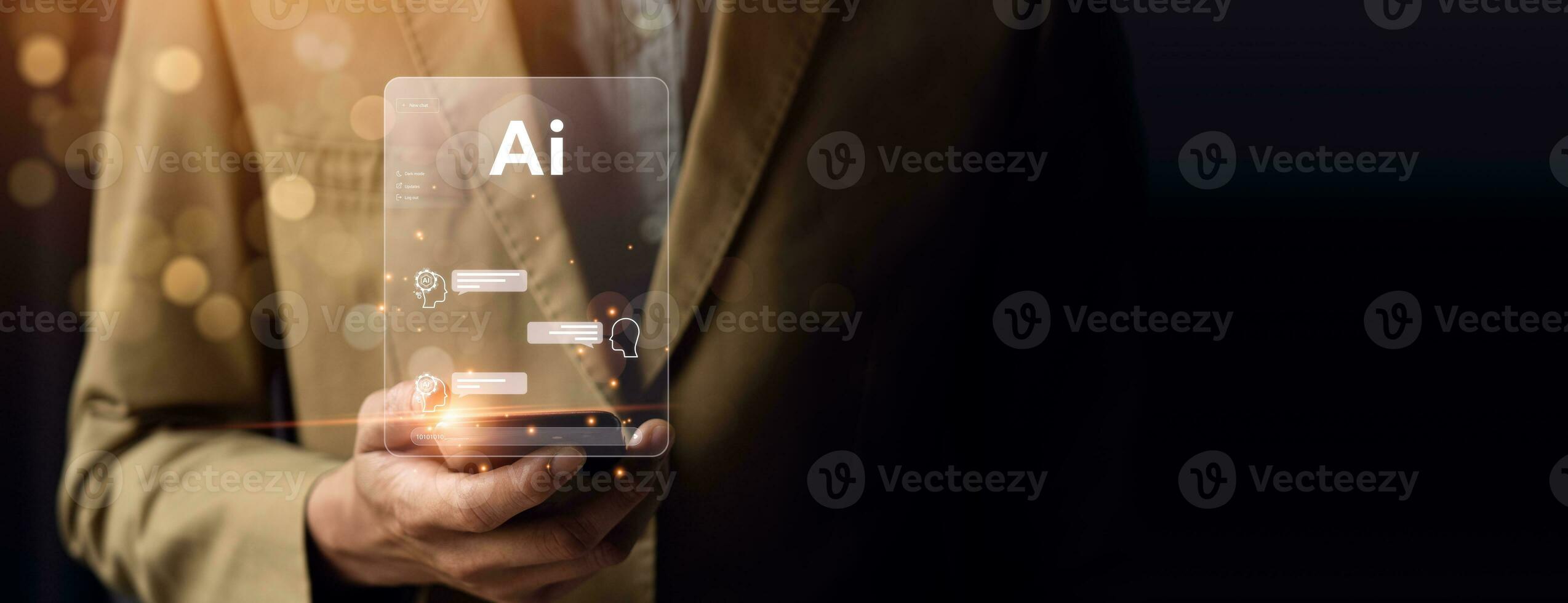 business people using artificial intelligence  Automation, Predictive analytics, Customer service AI-powered chatbot, analyze customer data, Futuristic technology transformation. photo