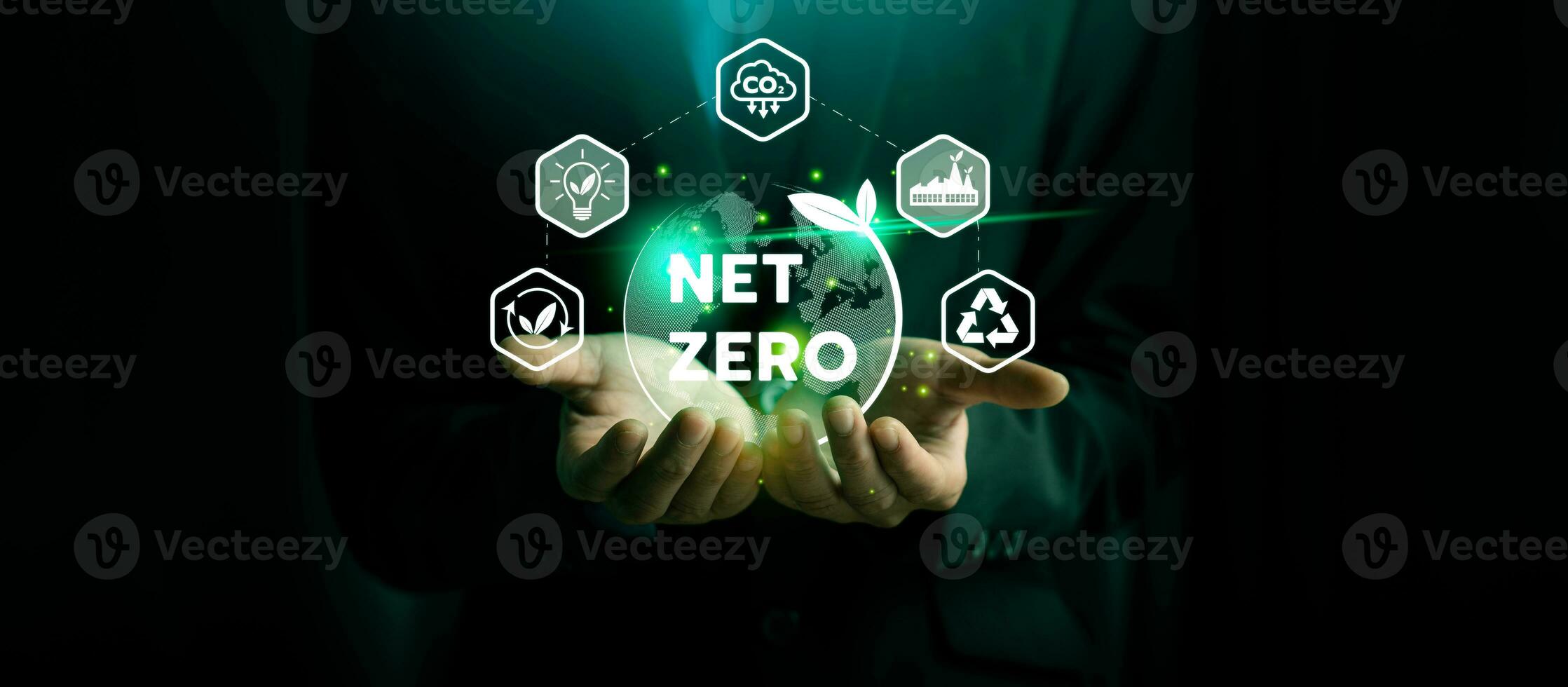 Net zero greenhouse gas emissions target.climate neutral long term strategy.No toxic gases, implementing carbon capture and storage technologies. sustainable future. Net zero by 2050 photo