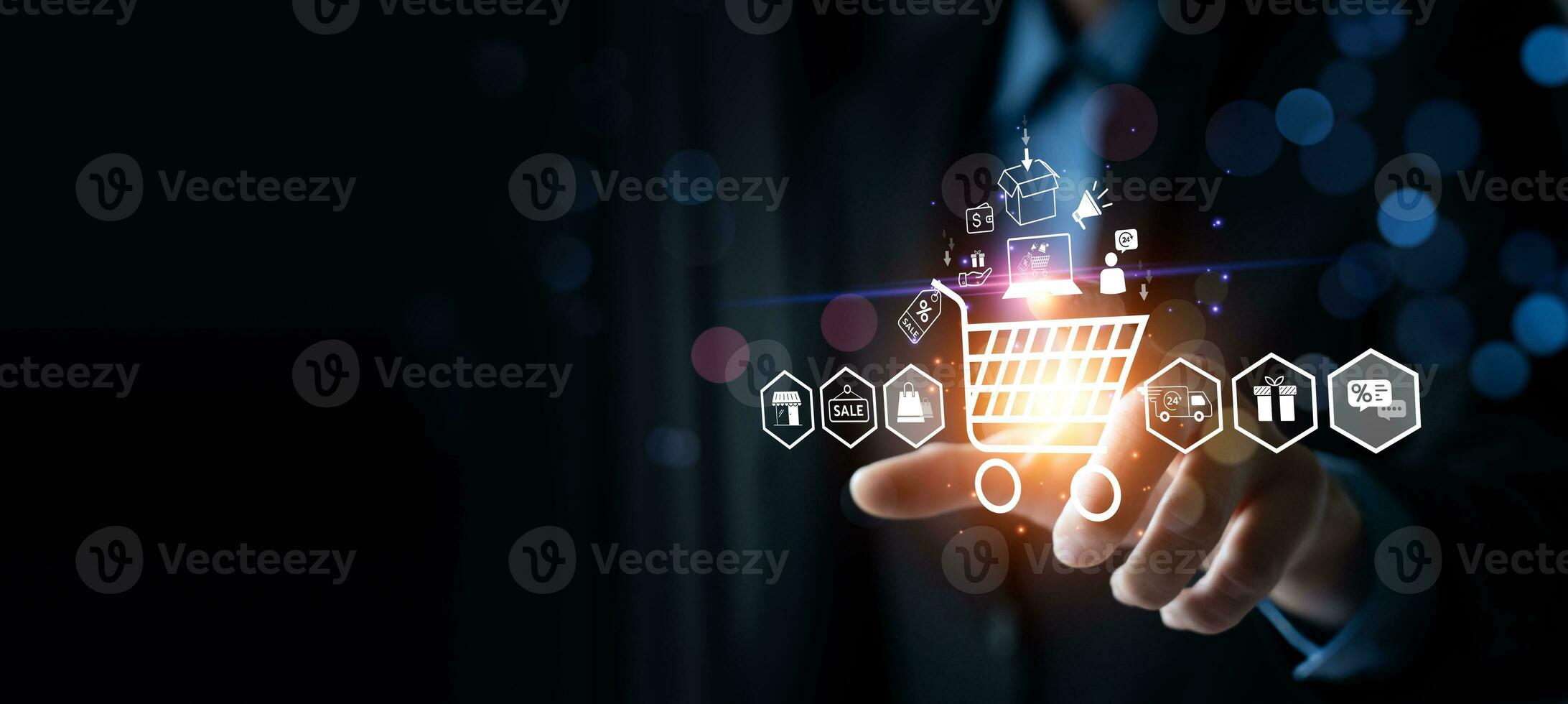 online shopping concept, businessman use smartphones and credit cards to purchase products from online stores and shop on the internet, ecommerce store, online business, shopping on the internet photo