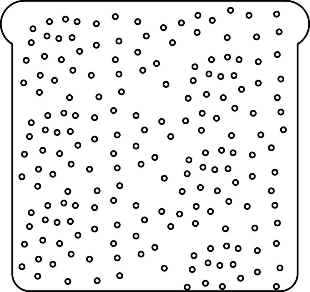 Black line art slice of bread in flat style. vector