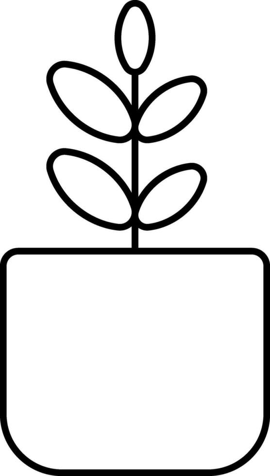 Isolated Plant Pot Icon In Black Line Art. vector