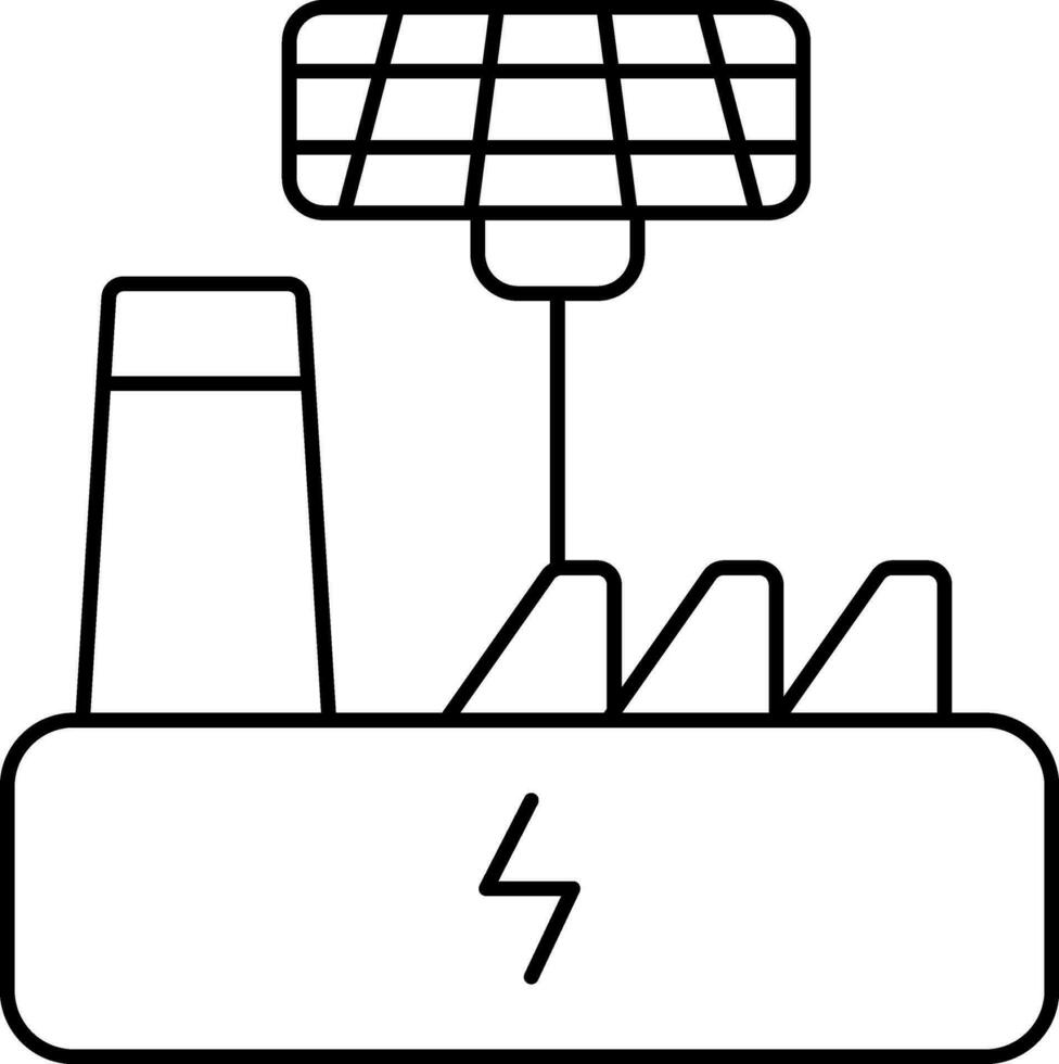 Flat Style Solar Power Plant Line Art Icon. vector