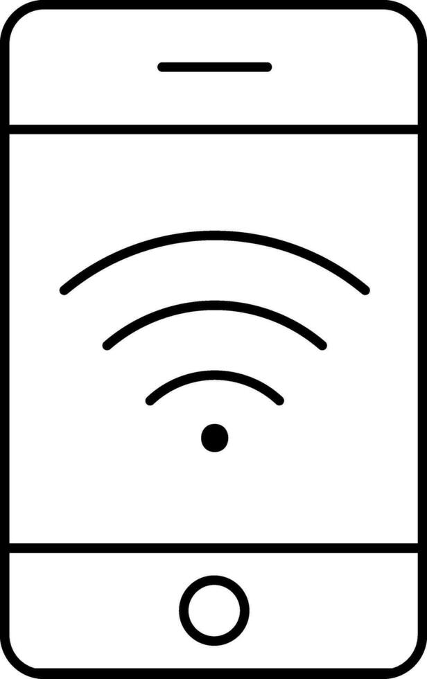 Wifi Connected Smartphone Icon In Line Art. vector
