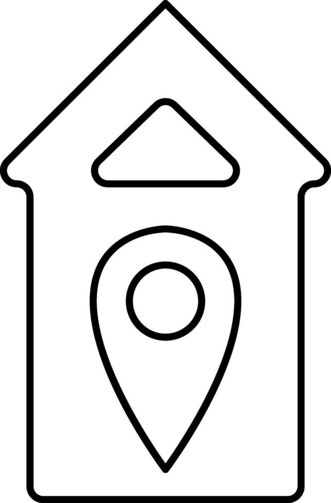 Black Stroke Home Location Icon In Flat Style. vector