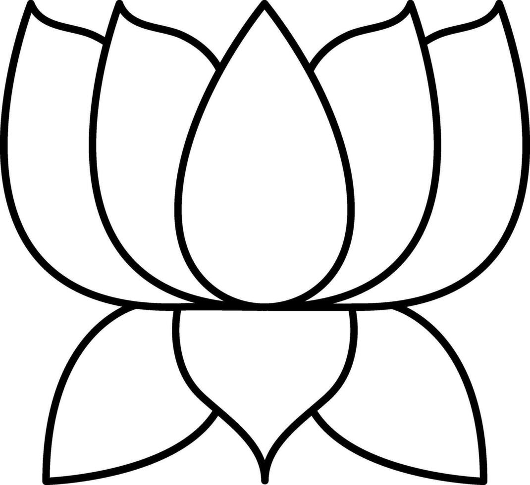 Beautiful Lotus Flower Icon in Thin Line Art. vector