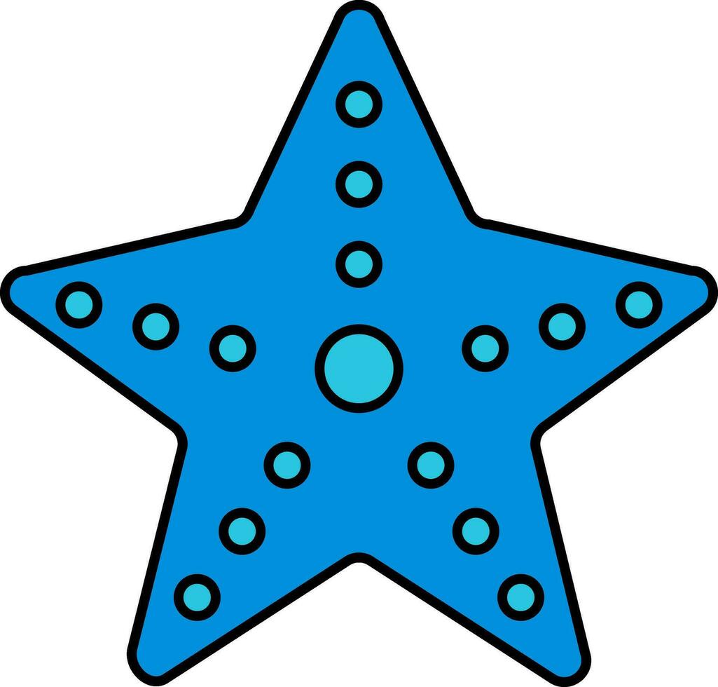 Starfish Icon In Blue Color. vector
