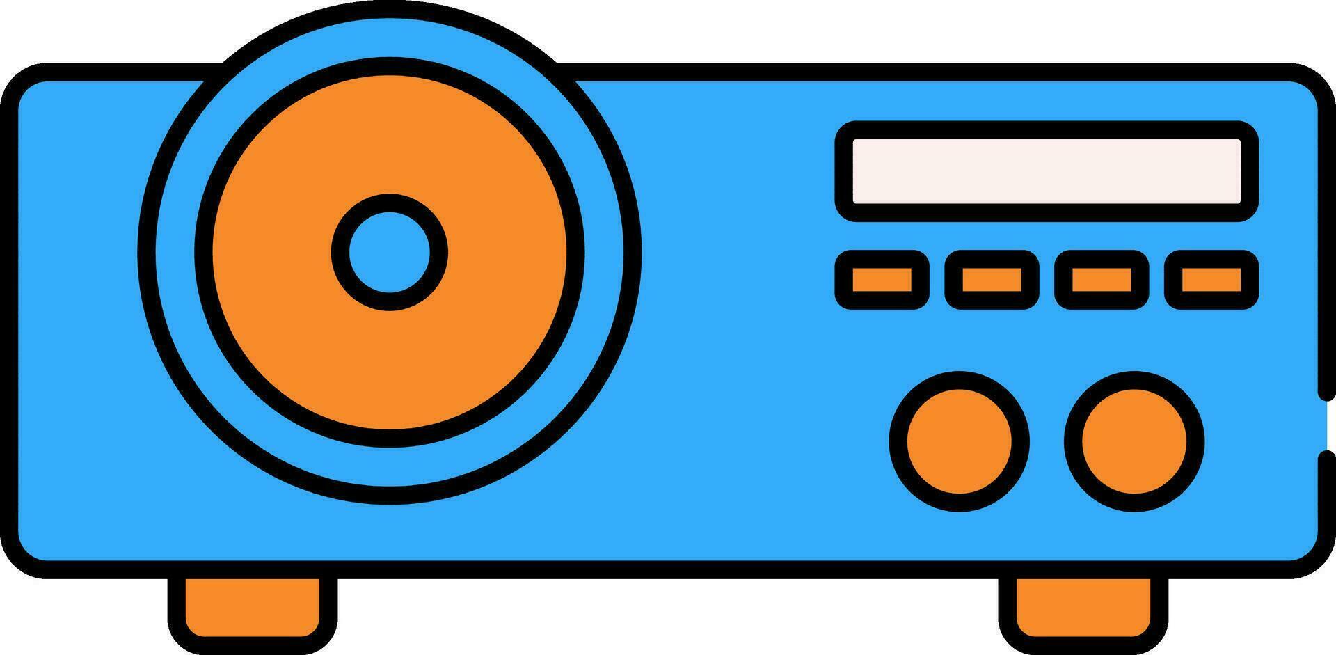 Projector Icon In Orange And Blue Color. vector