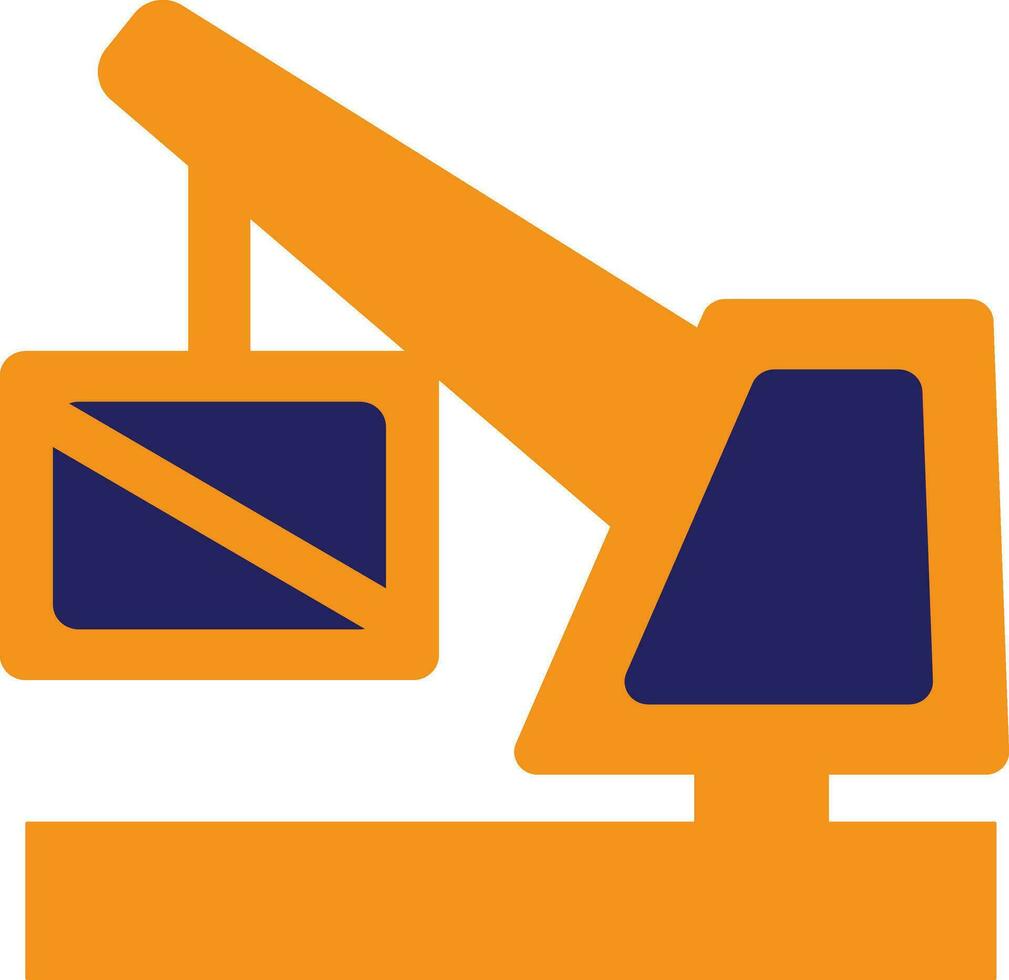 Blue and yellow crane with box. vector