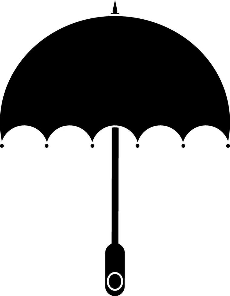 Open umbrella icon with handle in black style. vector