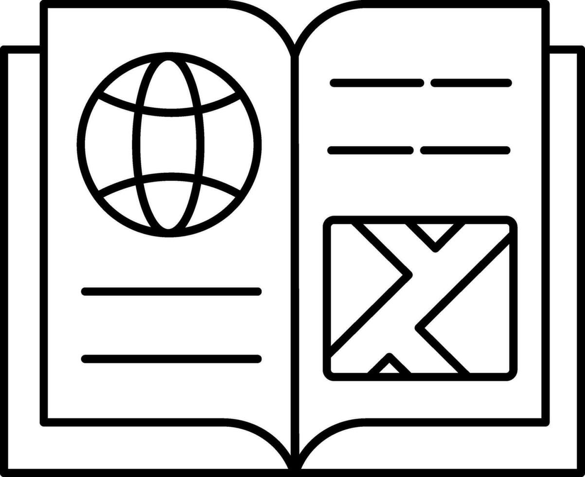 Stroke Style Global Book Icon Or Symbol vector