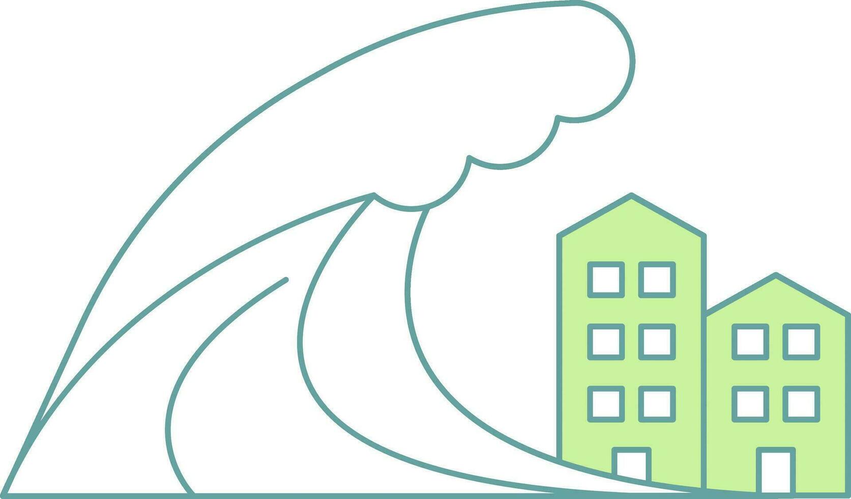 Illustration of Tsunami Icon in Flat Style. vector