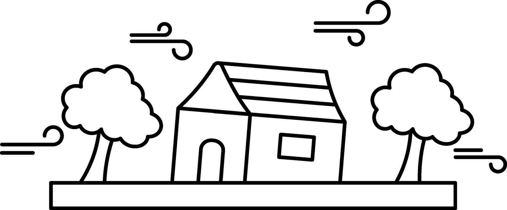 Lineal Windstorm Icon in Thin Line Art. vector