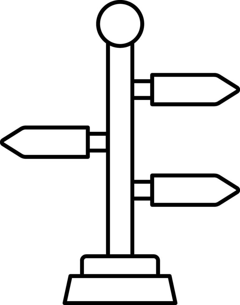 Illustration Of Direction Signboard Icon In Line Art. vector