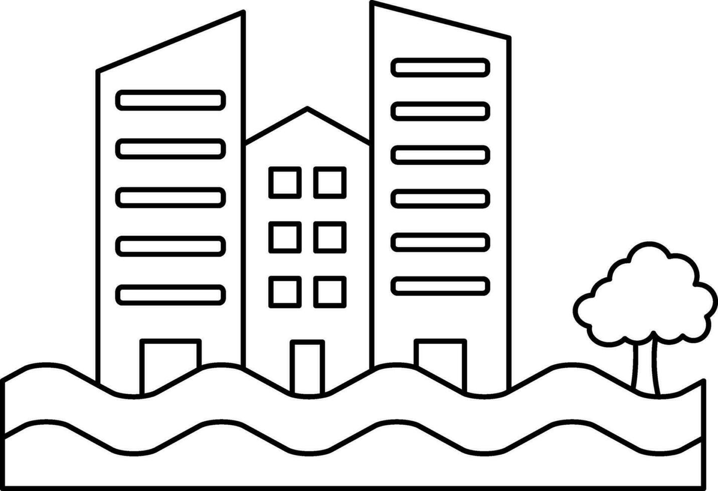 Isolated Flood Icon in Black Line Art. vector