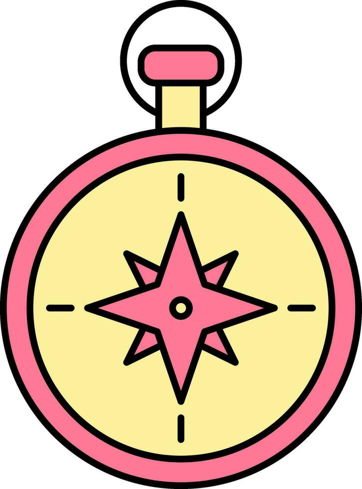rosado y amarillo Brújula icono o símbolo. vector