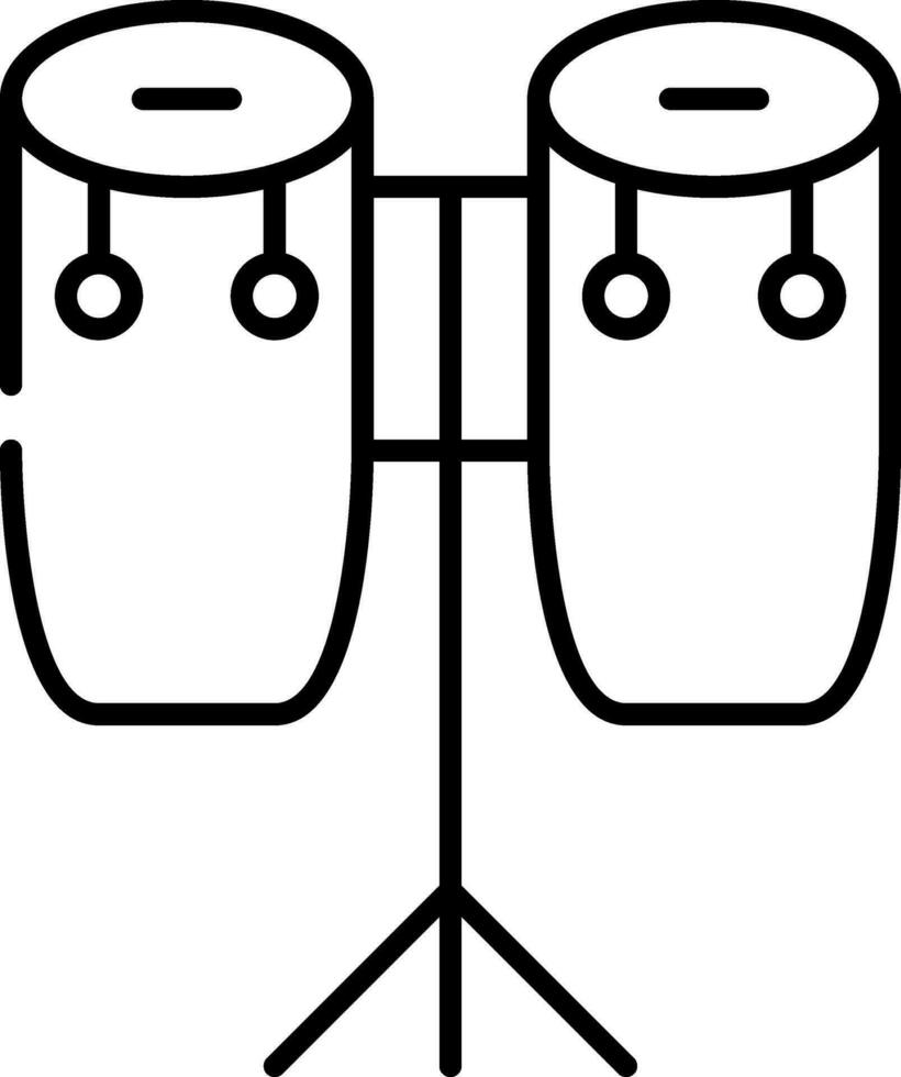 Conga Drum Icon In Black Outline. vector
