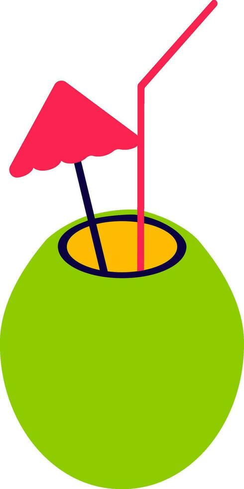 Coconut water icon with pipe for refreshment. vector