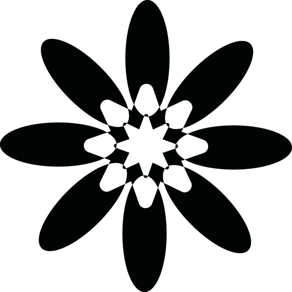 negro y blanco ilustración de flor icono. vector