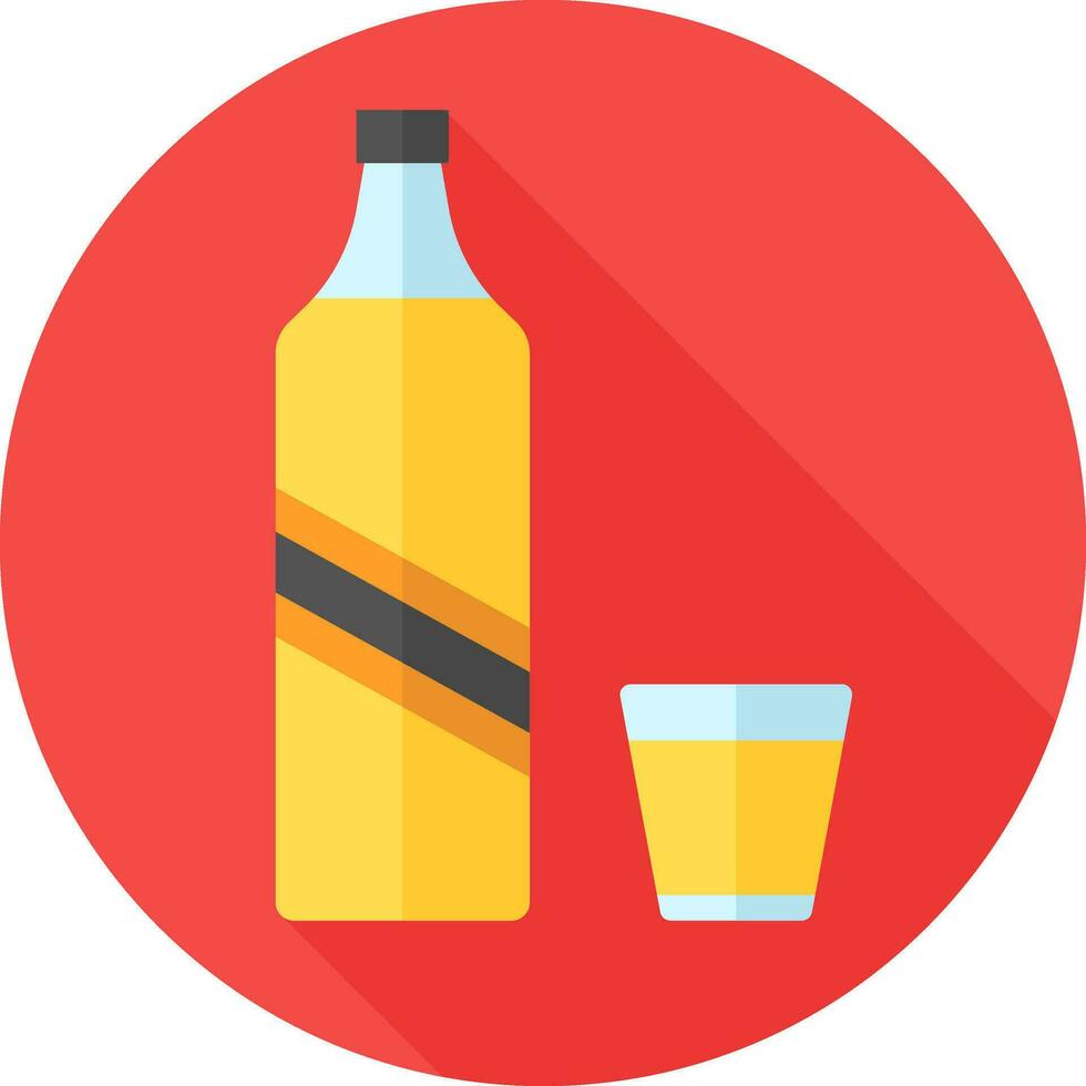 Drink bottle with glass icon in flat style. vector