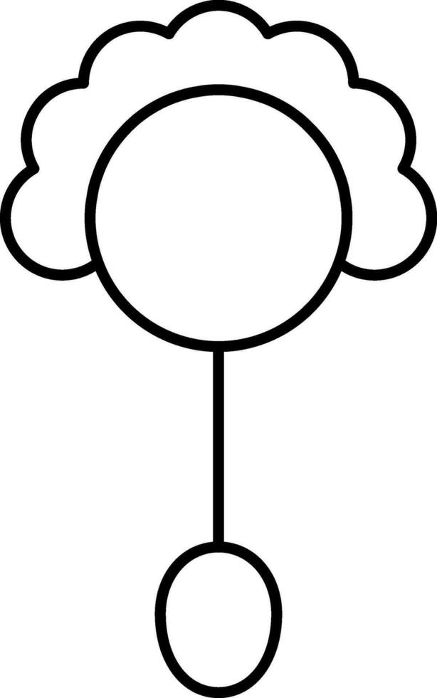 Isolated rattle icon in line art. vector