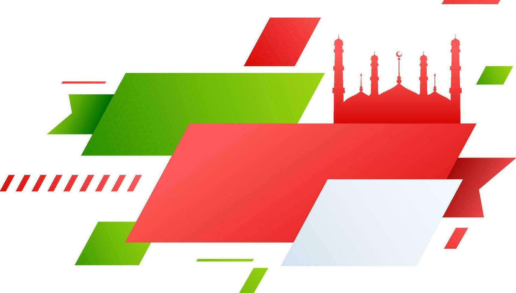 Red mosque and blank ribbons with space for your message. vector