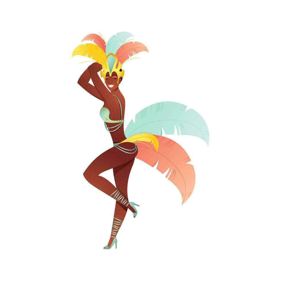 Female samba dancer in Dancing Pose on White Background. vector