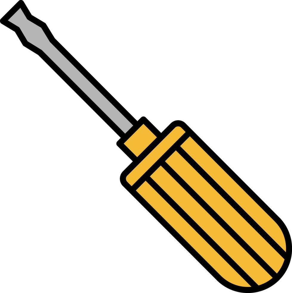 Flat Style Screwdriver Icon In Gray And Orange Color. vector