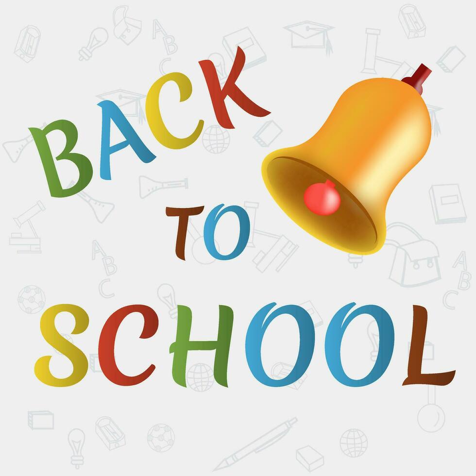 Text Back To School with bell. vector