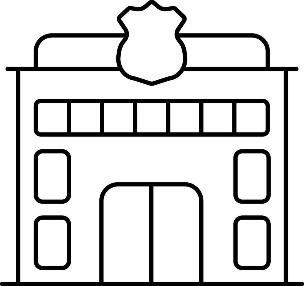 Police Station Icon In Line Art. vector
