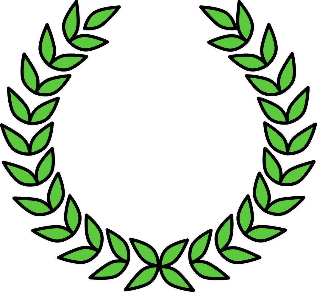 Laurel Wreath Green Icon In Flat Style. vector